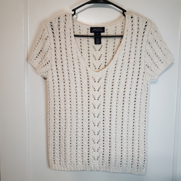 Jones New York cotton hand knit tee-shirt Small